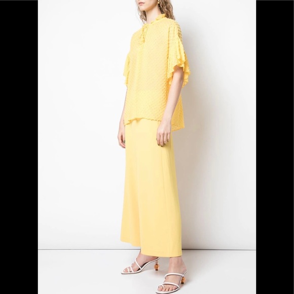 Alice + Olivia Julius oversized ruffle tunic top in yellow size S - Picture 4 of 16